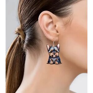 New Adorable Yorkshire Terrier Dangle Earrings - Acrylic Jewelry